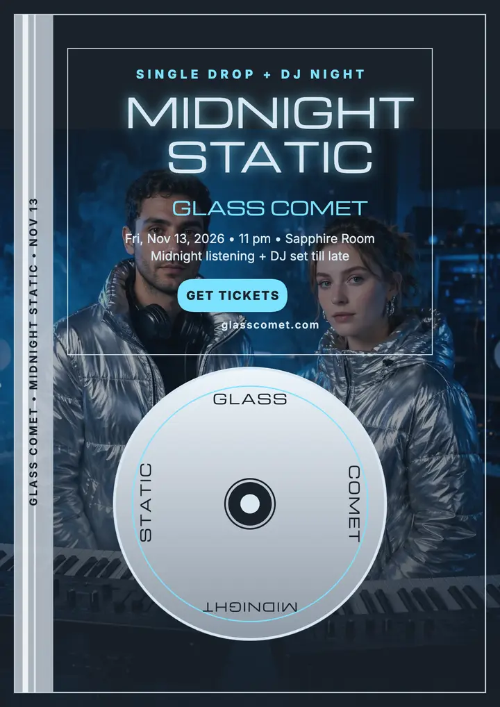 Glass Comet midnight single flyer template