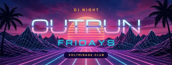 Voltmirage Fridays synthwave DJ night cover template