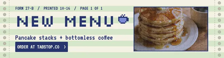 Tabstop Diner new menu template
