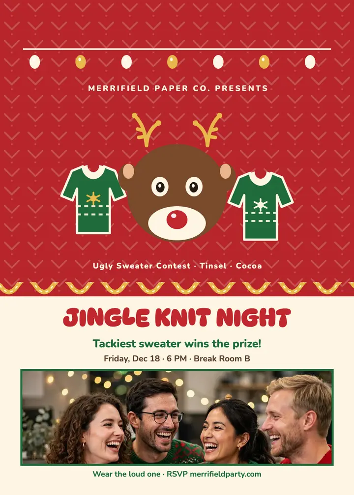 Merrifield Jingle Knit Night invitation template