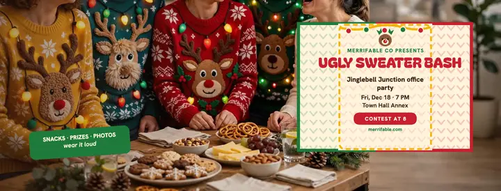 Merrifable ugly sweater office party cover template