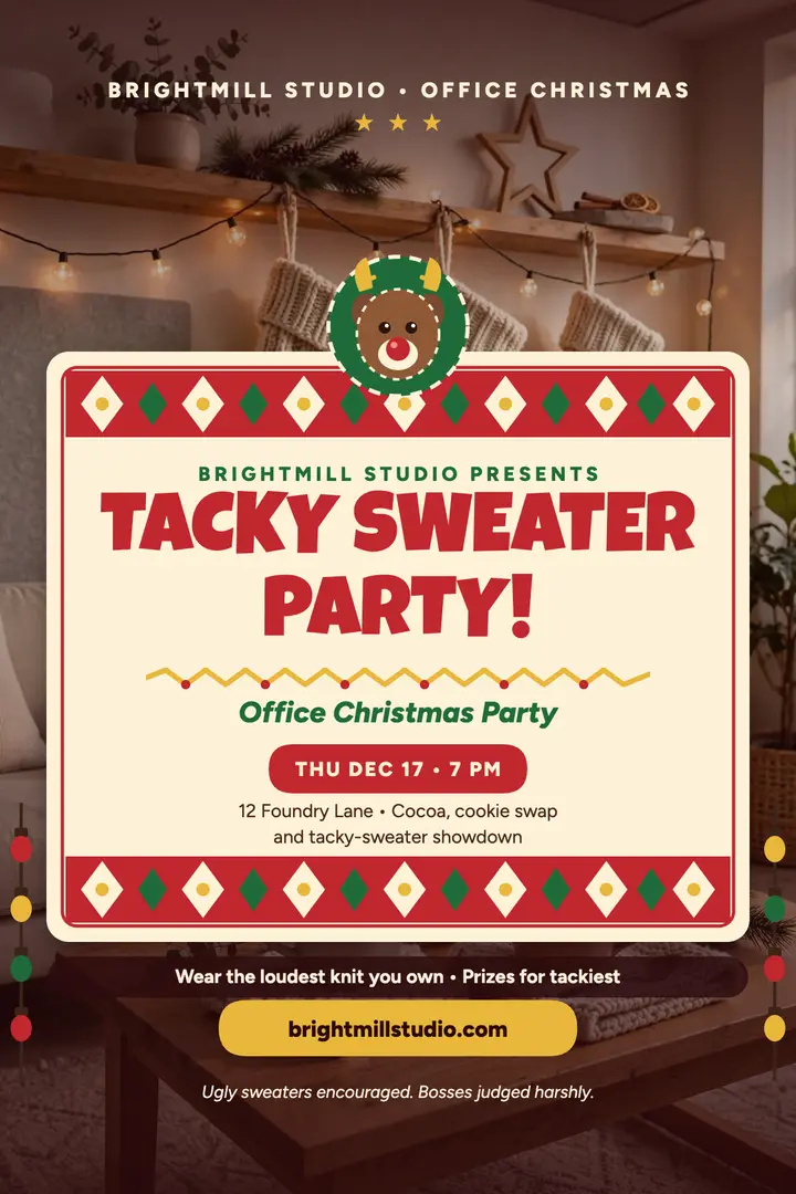 Brightmill tacky sweater party poster template