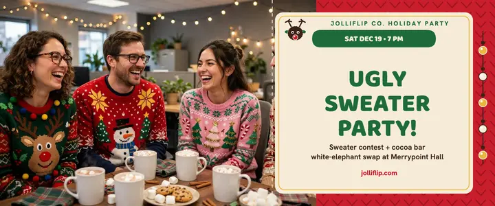 Jolliflip tacky sweater party ticket: christmas party ticket template