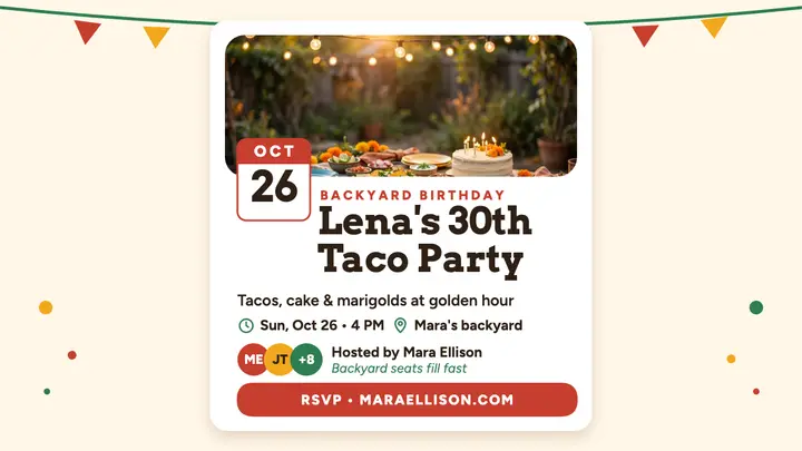 Lena's taco birthday invite thumbnail template