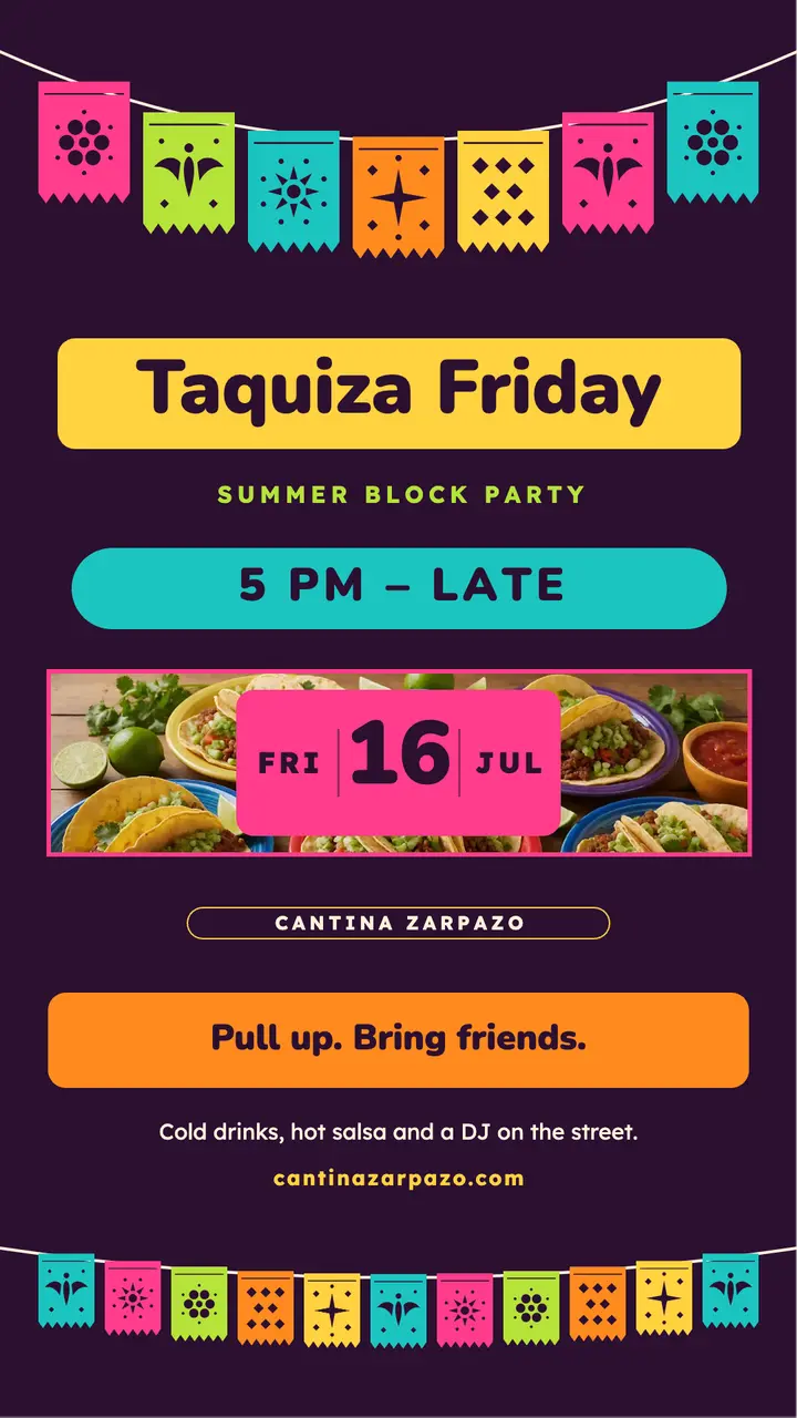 Block party story, papel picado template