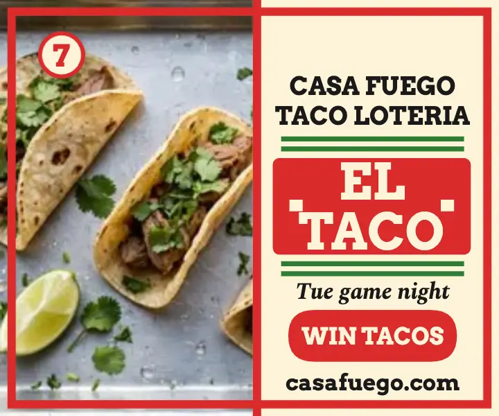 Casa Fuego taco loteria night ad template