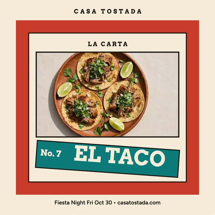Casa Tostada taco loteria card post template
