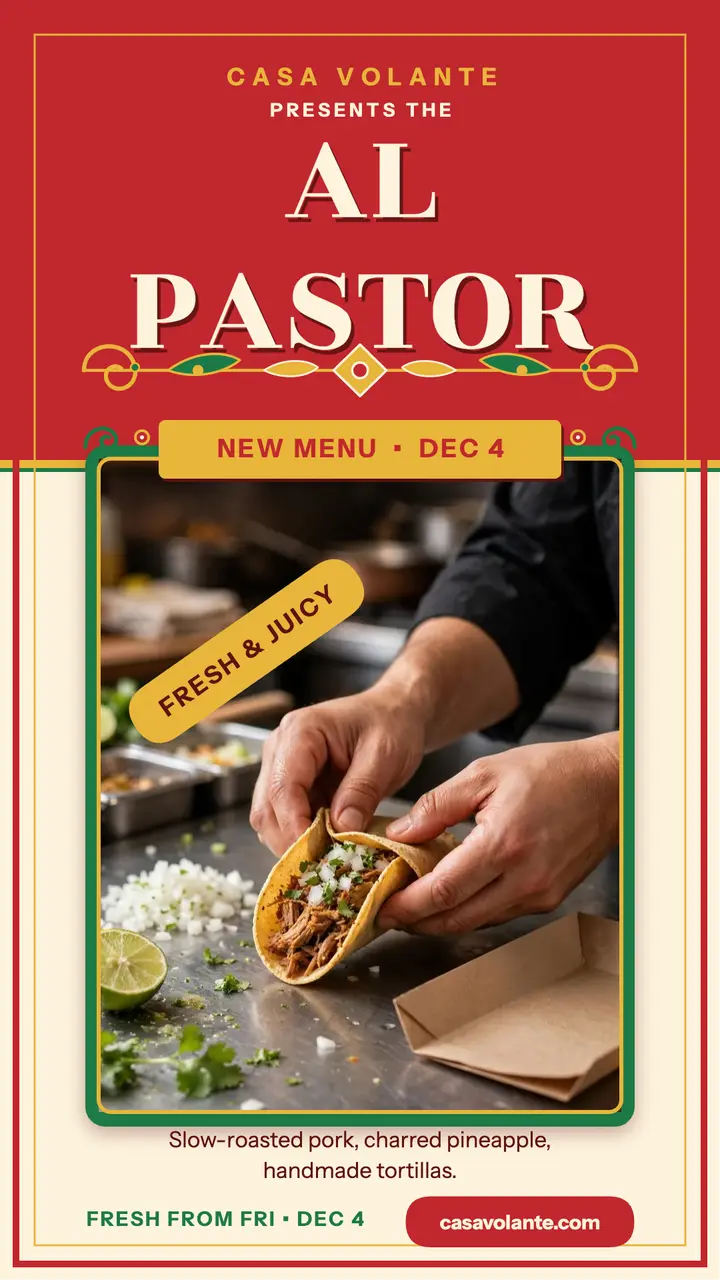 Casa Volante al pastor launch story template