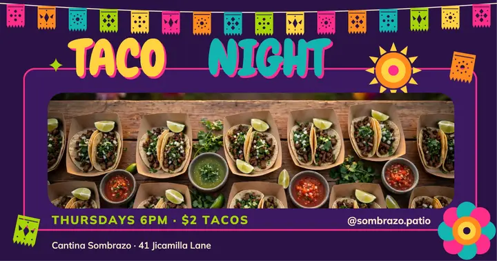 Sombrazo Thursday patio night, papel picado post template