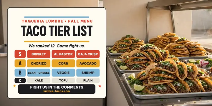 Taqueria Lumbre taco tier ranking template