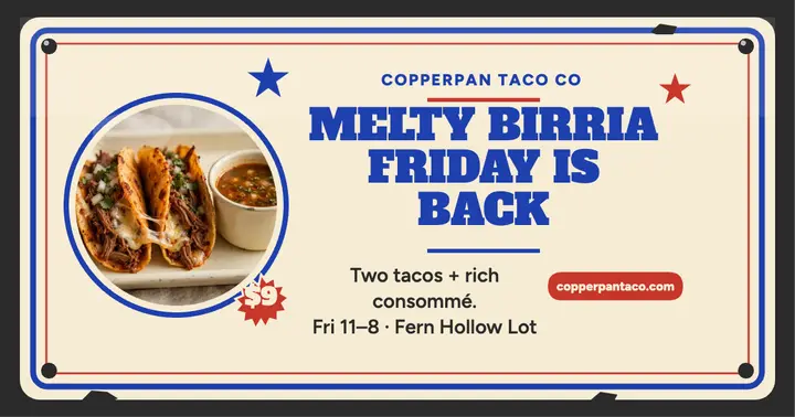 Copperpan Taco birria enamel post template
