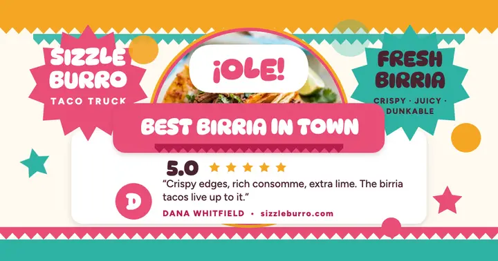 Sizzle Burro taco star review post template
