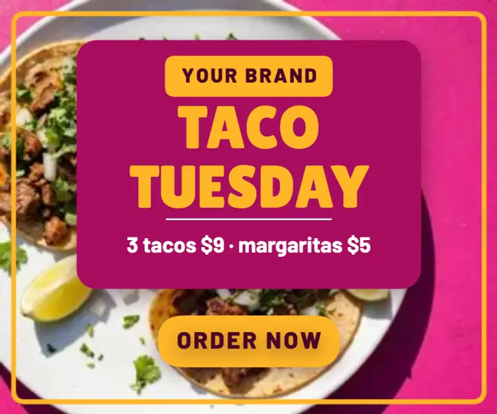 Magenta and marigold Taco Tuesday ad template