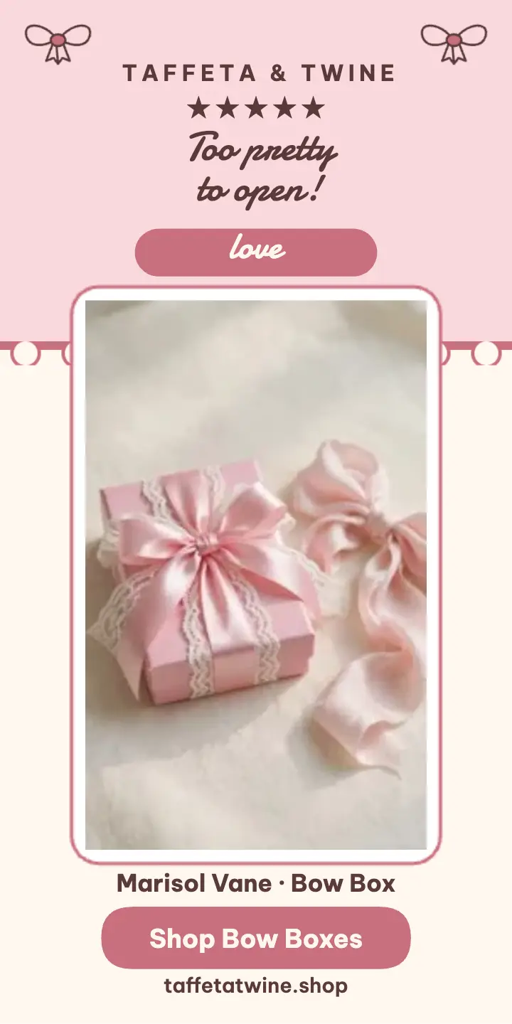 Taffeta and Twine bow box review ad template
