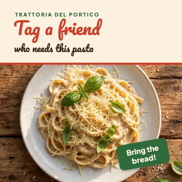 Tag a friend pasta template