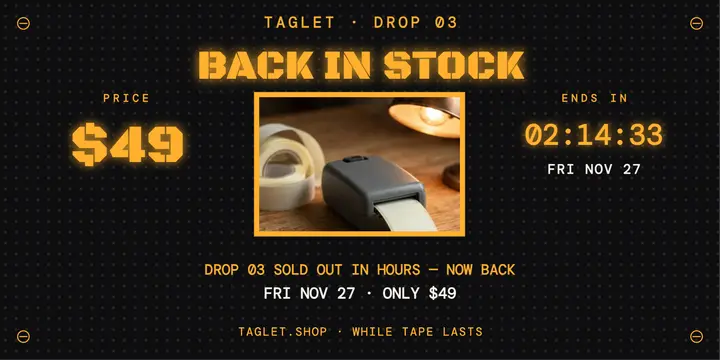 Taglet label maker restock post template