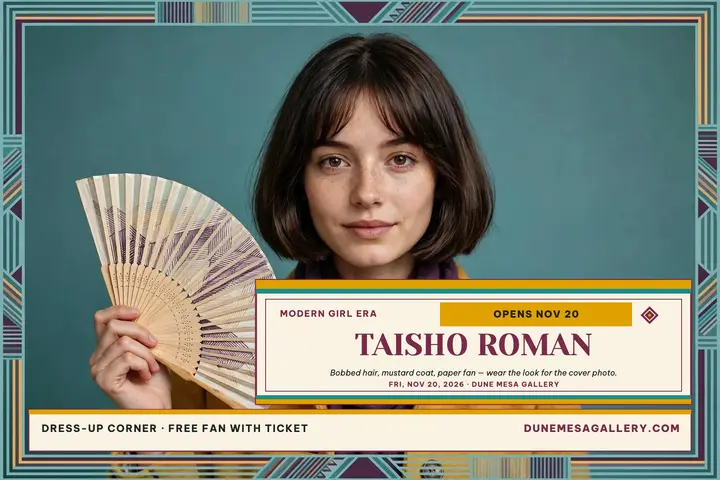 Modern Girl Taisho exhibit postcard: taisho exhibit postcard template