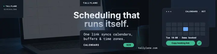 Tallylane dark scheduling launch banner template