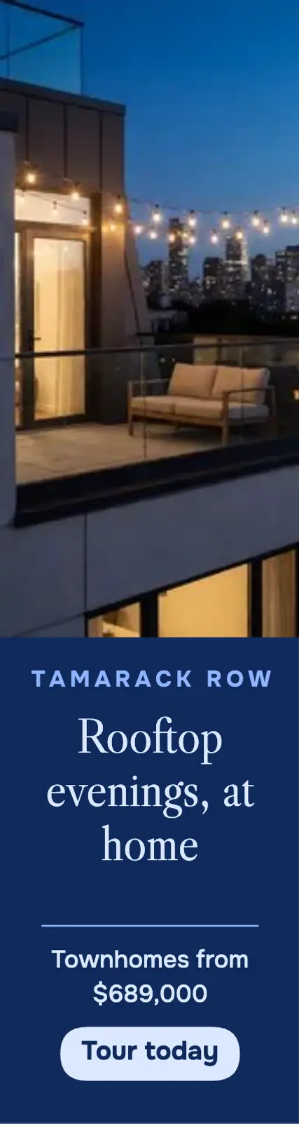 Tamarack Row rooftop townhomes skyscraper ad template