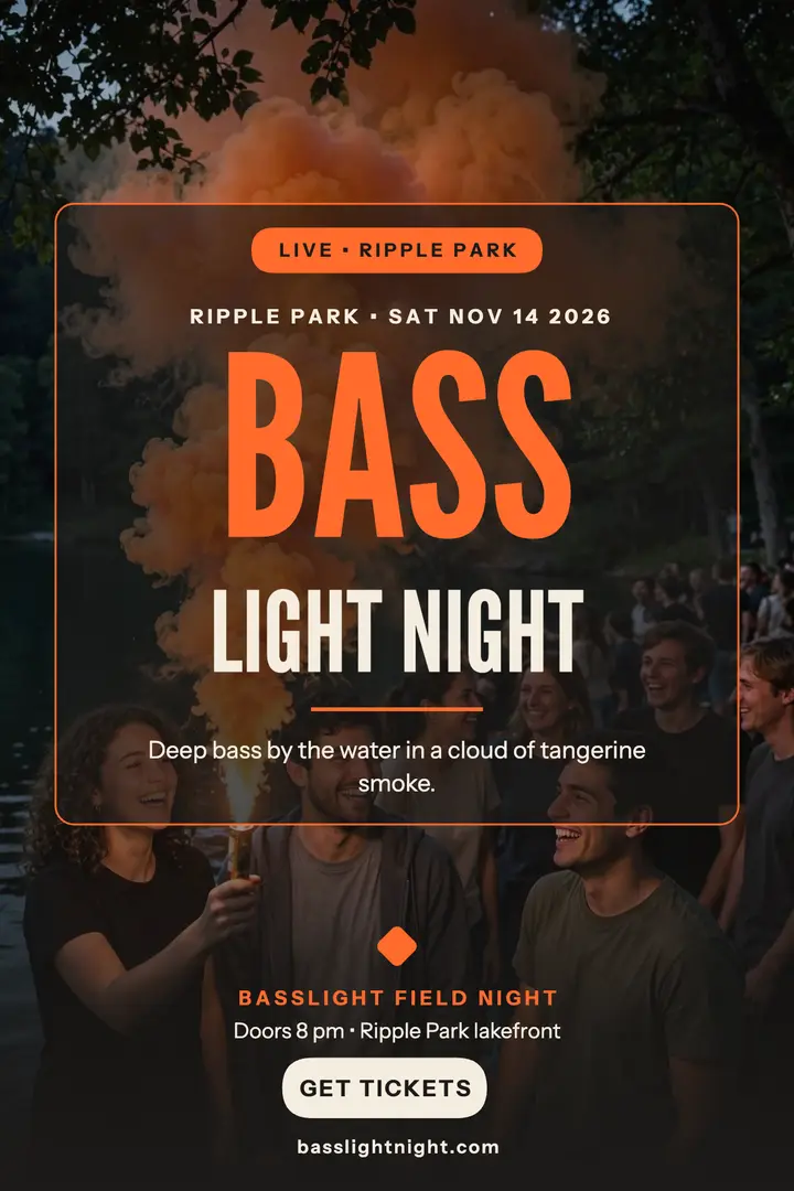 Basslight Field Night lakeside poster template