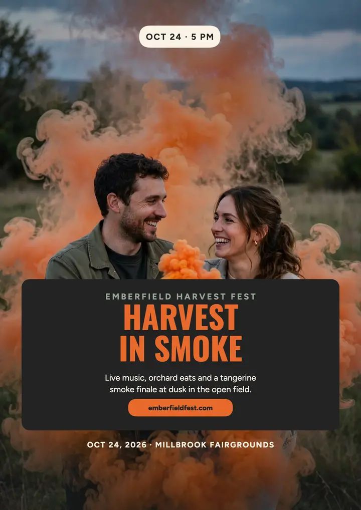 Emberfield Harvest Fest smoke flyer: harvest festival flyer template