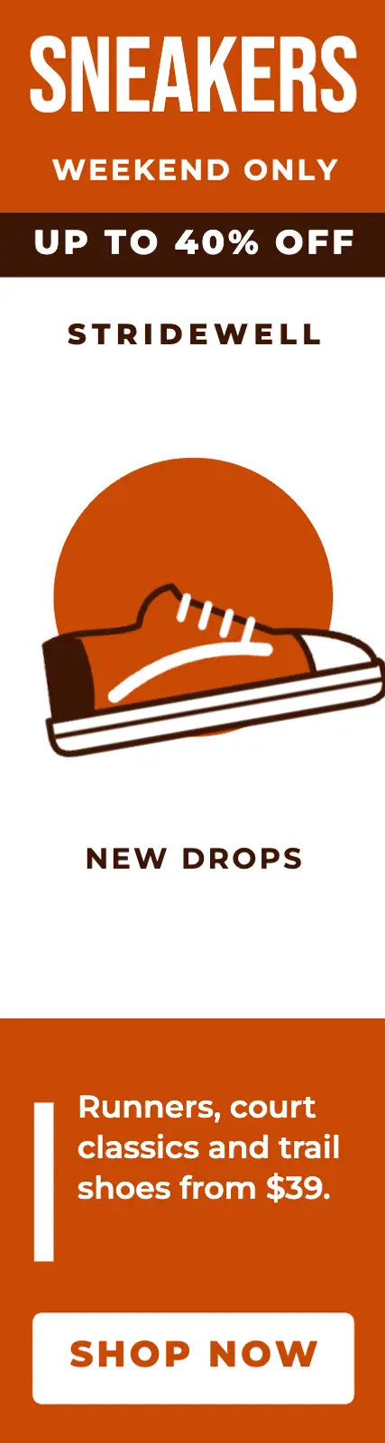 Tangerine sneaker sale skyscraper template