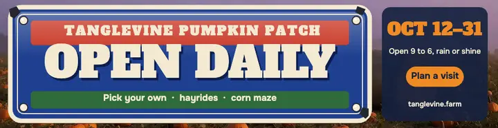 Tanglevine Pumpkin Patch enamel sign billboard ad: pumpkin patch banner ad template