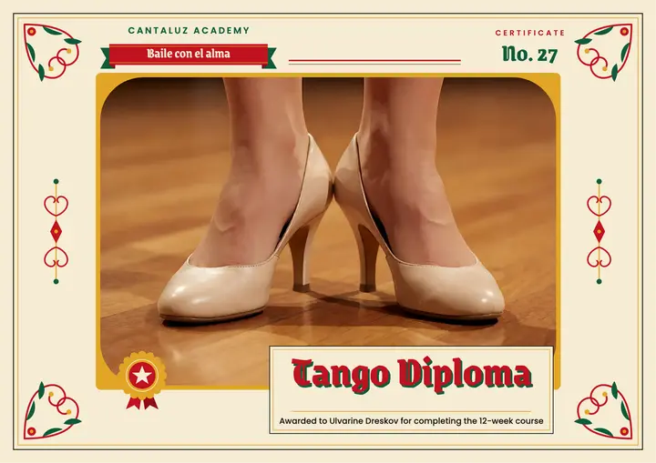 Cantaluz Academy tango diploma certificate template