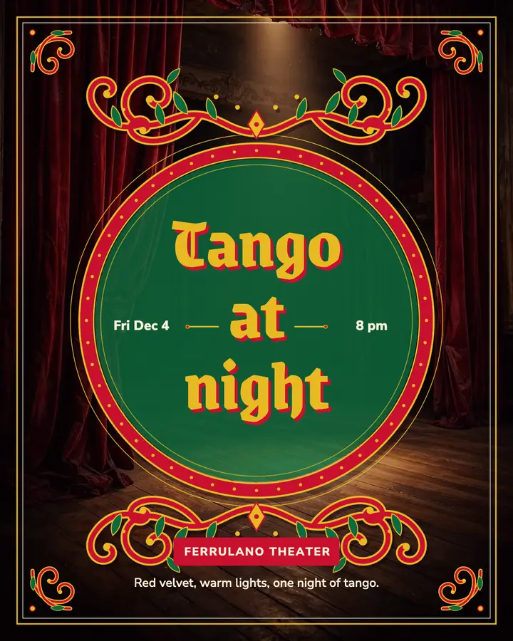 Tango at night fileteado event post template