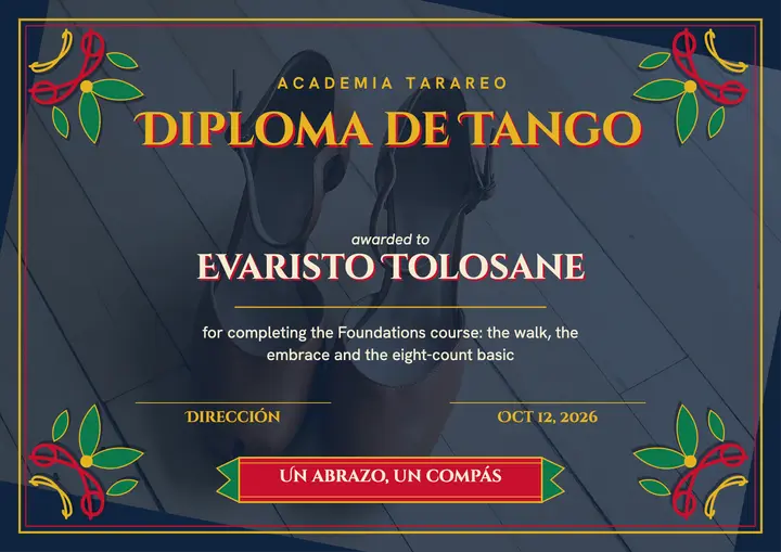 Tango school diploma, fileteado certificate template