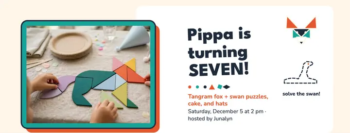 Pippa's tangram 7th birthday party cover template