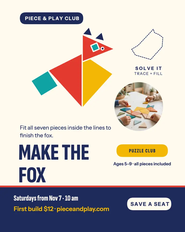 Piece and Play tangram fox club post template