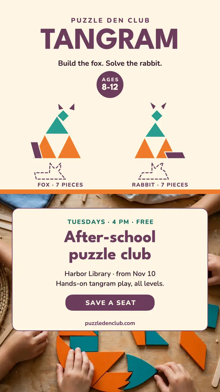 Puzzle Den tangram fox club story template
