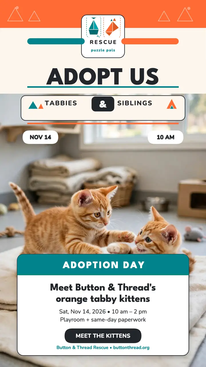 Tangram kitten adoption story: kitten adoption story template