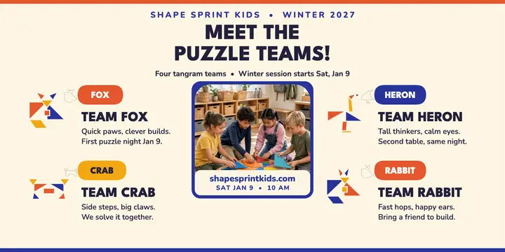 Shape Sprint Kids puzzle teams template