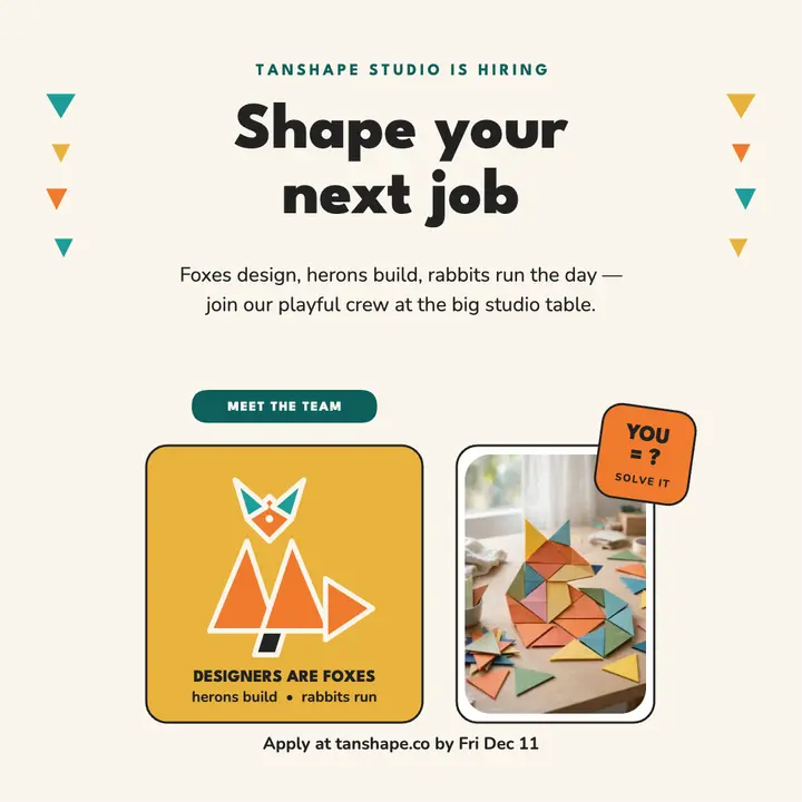 Tanshape Studio tangram team hiring post template