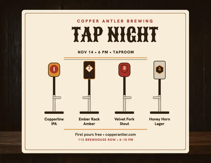 Copper Antler tap night flyer template
