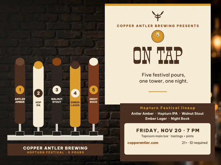 Copper Antler tap takeover night slide template