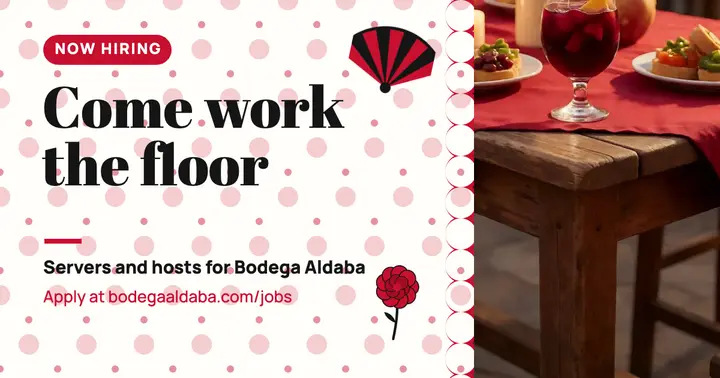Bodega Aldaba hiring post, feria dots template