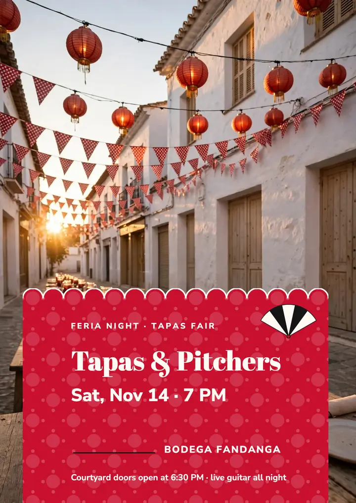 Bodega Fandanga tapas feria night flyer template