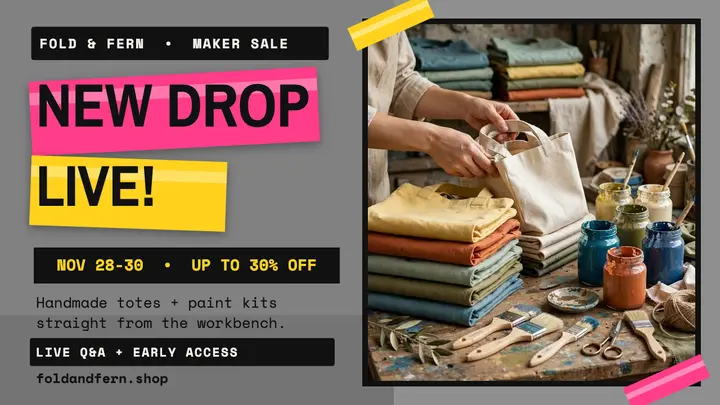 Fold and Fern studio sale tape thumbnail template