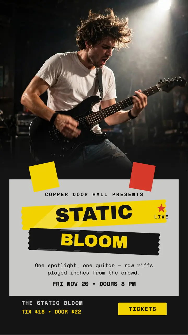 Static Bloom garage gig story template