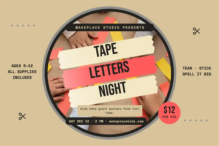 Makeplace kids tape letters night postcard template