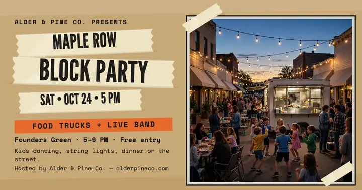 Maple Row block party taped evening post template