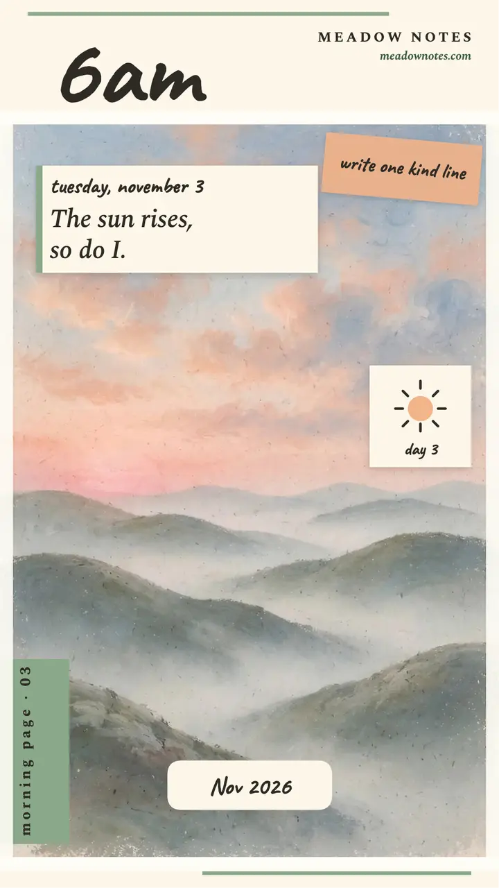 Meadow Notes dawn journal story template