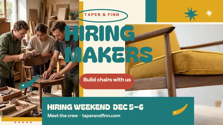Taper and Finn makers hiring thumbnail template