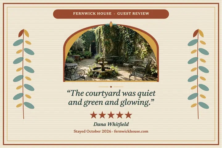 Fernwick House garden review postcard template