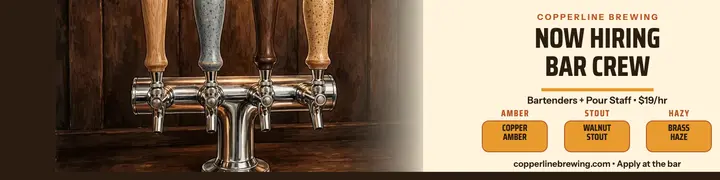 Copperline taproom hiring crew banner template