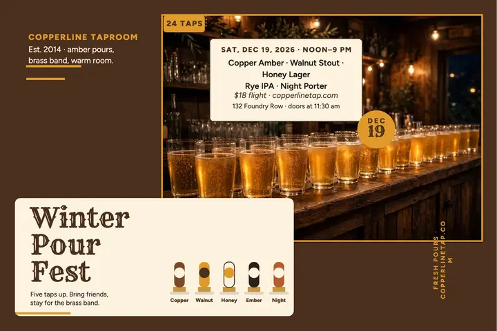 Copperline Winter Pour Fest postcard: beer fest postcard template