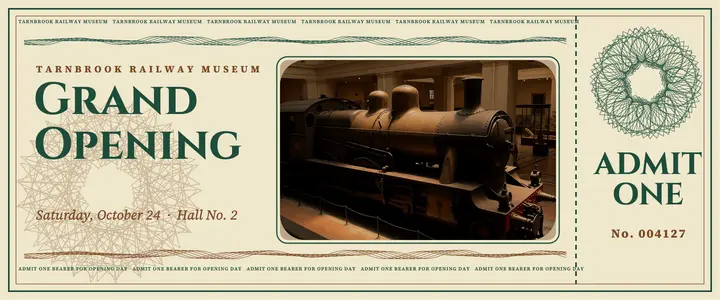 Railway museum opening ticket, banknote guilloche: museum opening ticket template